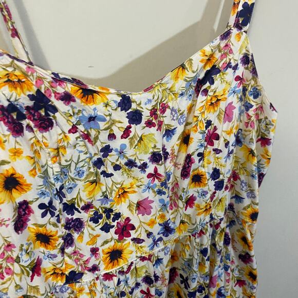 Old Navy Colorful Sunflower Ruffled Tiered Cami Sundress with Pockets  Sz L - Picture 6 of 15